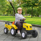 Aosom Kids Pedal Ride-On Excavator with Back Trailer, Shovel and Rake - Yellow-Manual-go design with two pedals to move forward and backward 