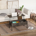 HOMCOM 39" Modern Lift Top Coffee Table with Hidden Storage Compartment - Light Grey-Spacious rising tabletop creates a comfortable working area