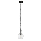 Hudson&Canal Verona 7" Wide Pendant with Glass Shade - Blackened Bronze/Seeded-Mid-century modern design for your entryway, foyer, or kitchen