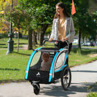 Aosom 3-in-1 2-Seater High-Visibility Baby Bike Trailer - Blue-Storage pockets make it easy to travel with belongings 