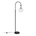 Hudson&Canal Verona Arc Floor Lamp with Glass Shade - Blackened Bronze/Seeded-Paired with a seeded dome glass shade