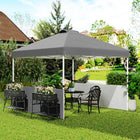Outsunny 10 ft W x 10 ft L Pop Up Canopy Tent with 2 Half Sidewalls - Dark Grey-Top vent enhances airflow under the canopy
