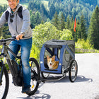 Aosom Pet Foldable Bicycle Wagon with Hitch - Blue-Zippered front and back doors for easy entry 