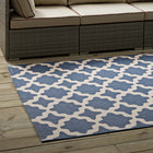 Modway Cerelia Moroccan Trellis Indoor/Outdoor Area Rug - 5 ft W x 8 ft L - Blue/Beige-Gripping Rubber Underside 