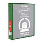 BAZIC Products 1" 3-Ring View Binder with 2 Pockets - Green - 6 Pack-Clear View Cover on front, back & side