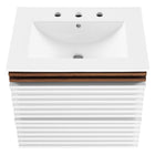Modway Render 24" Wall-Mount Bathroom Vanity - White/Walnut/White-Fixtures Not Included