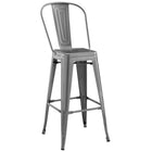 Modway Promenade Metal Bar Side Stool - Gunmetal-Cafe and Bistro Style Bar Stool