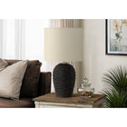 Monarch Specialties 17" H Transitional Table Lamp - Black Rattan / Beige Shade-The convenient on/off turn knob switch allows for easy control of a standard 60W bulb (not included), ensuring you can effortlessly illuminate a room