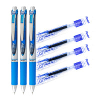 Pentel EnerGel Retractable Gel Roller - 0.7mm- Blue Pen & Refill Set-Blue Pen & Refill Set