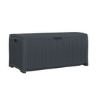Suncast Resin Wicker Deck Box - 73 Gal. - Cyberspace-All weather resin construction provides water resistance and UV protection.
