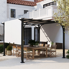 Outsunny 10 ft W x 10 ft L Outdoor Pergola Patio Gazebo Canopy - White-Polyester canopy with PA coating for UPF50+ sun protection