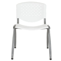 Flash Furniture HERCULES Series Plastic Stack Chair with Titanium Frame - White-Multipurpose Stack Chair
