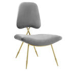 Modway Ponder Performance Velvet Lounge Chair - Grey-Living Room Or Bedroom Lounge Chair