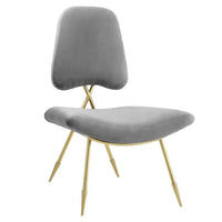 Modway Ponder Performance Velvet Lounge Chair - Grey-Living Room Or Bedroom Lounge Chair