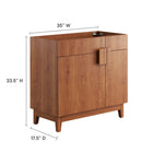 Modway Miles 36" Bathroom Vanity Cabinet - Walnut-Hinged Doors