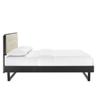 Modway Bridgette Wood Full Platform Bed with Angular Frame - Black Beige-Assembly Required