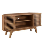 Modway Render 46" Corner TV Stand - Walnut-Mid-Century Modern Corner TV Stand