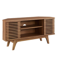 Modway Render 46" Corner TV Stand - Walnut-Mid-Century Modern Corner TV Stand