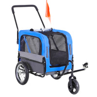 Aosom 2-in-1 Pet Bike Trailer and Stroller with 360 Swivel Wheels - Blue-With two rear wheels and a 360 swivel front wheel, provide a smooth ride and are off-road capable 