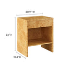 Modway Hudson 1-Drawer Burl Wood Nightstand With Shelf - Natural-Open Shelf