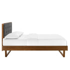 Modway Bridgette Wood Full Platform Bed with Angular Frame - Walnut Charcoal-Assembly Required
