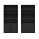 Manhattan Comfort 2-Piece Rivington 40" Modern 4-Shelf Bookcase Cabinet - Black-Modern Bookcase for Home Office, Living Room, and Extra Storage Use