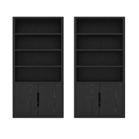 Manhattan Comfort 2-Piece Rivington 40" Modern 4-Shelf Bookcase Cabinet - Black-Modern Bookcase for Home Office, Living Room, and Extra Storage Use