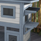 PawHut 2-Tier Outdoor Cat House with Escape Door and Weatherproof Roof - Grey-Multiple entrances facilitate easy access and privacy 