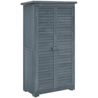 Outsunny Wooden Garden Shed - 34.3" x 18.3" x 63" - Grey-Designed for gardens and outdoor spaces
