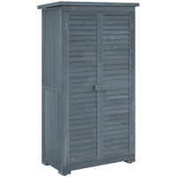 Outsunny Wooden Garden Shed - 34.3" x 18.3" x 63" - Grey-Designed for gardens and outdoor spaces
