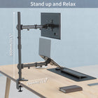 SHOPPINGALL Extra Tall Dual Monitor And Laptop Mount Stand with 31.5 inch Pole for Laptop up to 17" Monitors up to 32" - SA-LH07L-Black-[NEAT CABLE MANAGEMENT] Comes with built-in cable management clips for convenient storage of cables and adjustment wrenches. Enhances workspace efficiency by keeping your desk clutter-free. Includes an anti-scratch pad on the base to safeguard your desk from scratches.