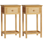 HOMCOM Side Table- Natural Wood - Set of 2-The set of two brings balance and symbolizes your bedroom