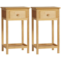 HOMCOM Side Table- Natural Wood - Set of 2-The set of two brings balance and symbolizes your bedroom