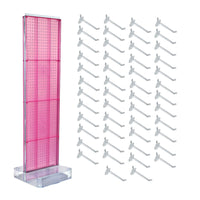 Azar Studio Base Pegboard Floor Stand - 60" x 17" - Pink-Includes a T-strip sign holder that can be attached to the top of the pegboard display