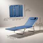 Outsunny Outdoor Lounge Chair - Folding Adjustable Reclining Chair - Dark Blue-Features 2 wheels to move around easily