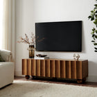 Modway Sorren Scalloped 54" Wood TV Stand - Walnut-3 Finger Pull Doors