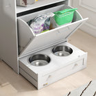 PawHut Pet Feeder Station Storage Cabinet and Container - White-Color: White 