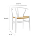 Modway Amish Dining Wood Armchair - White-Curved Half Moon Armrest