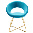 Modway Nouvelle Performance Velvet Dining Chair - Gold/Blue - 2 Pack-8