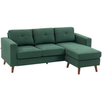 HOMCOM L-Shaped Sectional Sofa with Chaise Lounge - Dark Green-Chaise easily switches sides to fit your living room layout