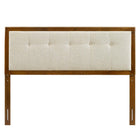 Modway Draper Tufted Fabric and Wood King Headboard - Walnut Beige-Interchangeable Bed Frame Options