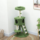 PawHut 47" Cat Tree Tower with Condo, Ladder and Scratching Posts - Ball-Colour: Green(Plush), Beige(Sisal rope) 