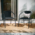 Flash Furniture Black Rattan Indoor-Outdoor Restaurant Stack Chair-Black Rattan Back and Seat