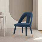 Manhattan Comfort Neda 20.87" Modern Velvet Upholstered Dining Chair - Midnight Blue-Frame Made of High Quality Elm Wood with Metal Brushed Gold Tips for Fashion and Durability