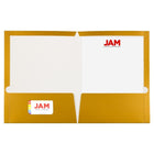 JAM Paper Laminated Two-Pocket Glossy Presentation Folders - Gold - 6 Pack-Size: 9.5 x 11.5 inches