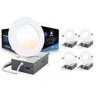 Impotek 4" LED 9W 5CCT Dimmable Recessed Ceiling Light with Night Light - 4 Pack-Versatile Colour Temperature Selection - Elevate your room's ambiance with our advanced 5 CCT feature, allowing you to choose the perfect light temperature for any setting. Seamlessly switch among 2700K, 3000K, 3500K, 4000K, and 5000K options with a simple toggle on the junction box, tailoring your lighting atmosphere to match your mood or decor with ease