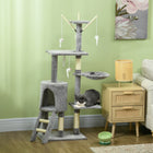 PawHut 53" Large Activity Centre Cat Tree Tower with Condo - Grey-Sisal scratching posts promote your cat's natural instinct to scratch 