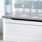 Qaba Toddler Toy Box Storage, Kids Storage Bench Seat with Backrest - Grey-Colour: White, Grey
