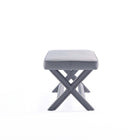 Manhattan Comfort Abigail 42.12" Mid-Century Modern Velvet Upholstered Ottoman Bench - Grey-Delivered to you Fully Assembled! No Assembly Required