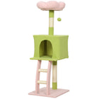 PawHut 48" Flower Cat Tree Tower with Flower Perch - Green-Features a condo and flower perch, offering dual cozy resting spots 